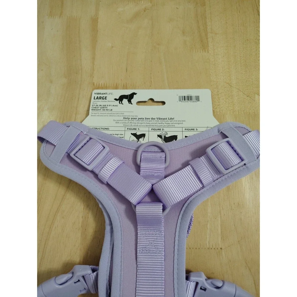 Vibrant Life Comfort Dog Harness Size Large Lavender No Pull Design New 50-90 Lb